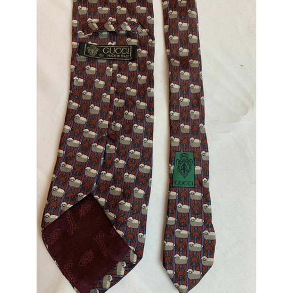 Gucci Sheep Print Silk Tie - Picture 1 of 5